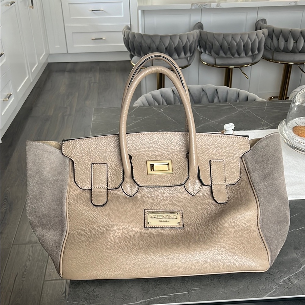 Mario Valentino Tan Leather Satchel